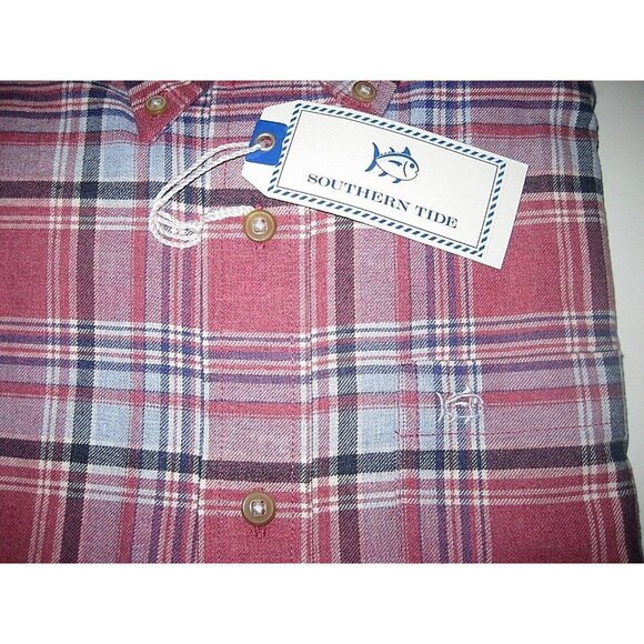COPY - Southern Tide Men's LS Woven Sangria Skipjack Purple Plaid Shirt Small N… - Picture 3 of 3